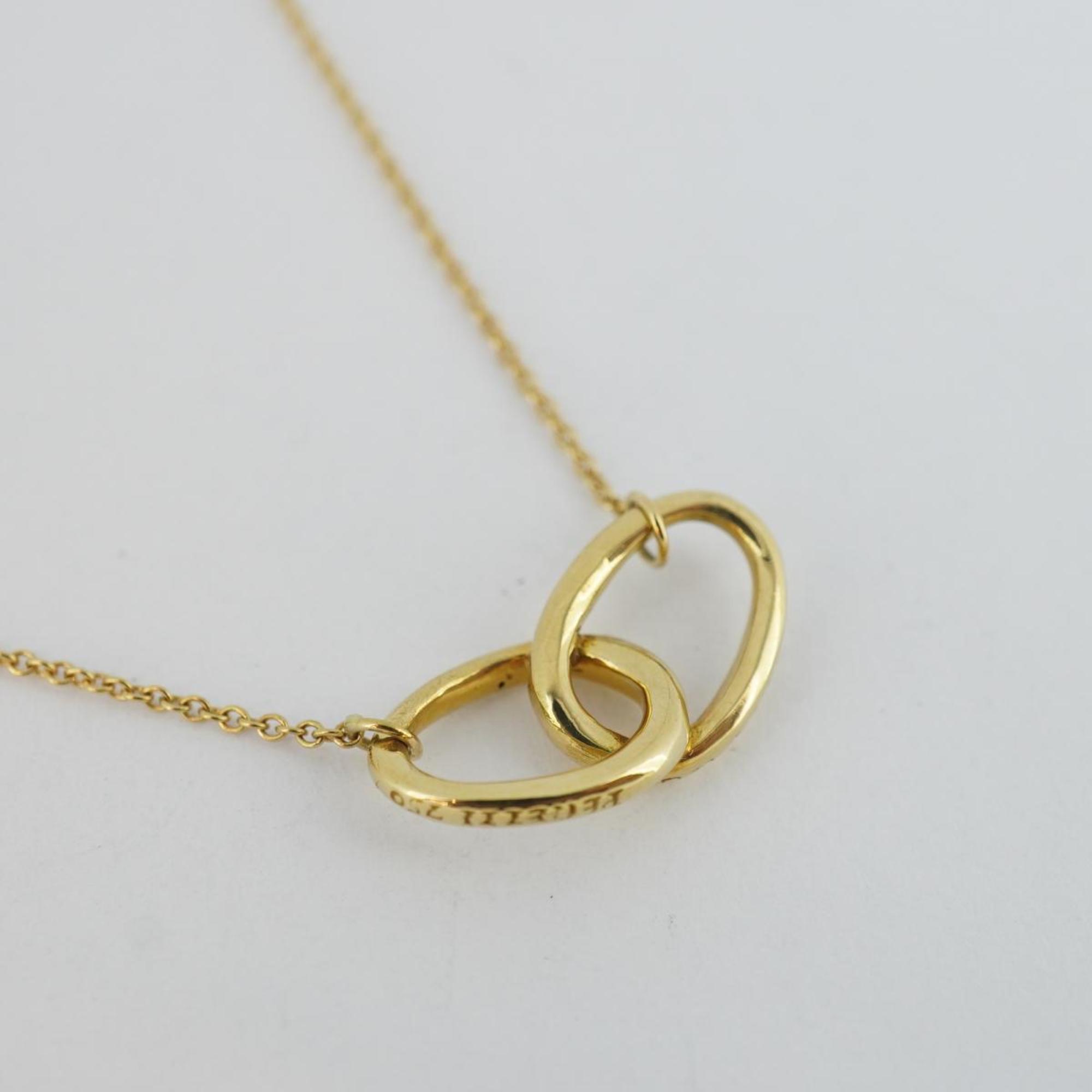 Tiffany Necklace Double Loop K18YG Yellow Gold Women's