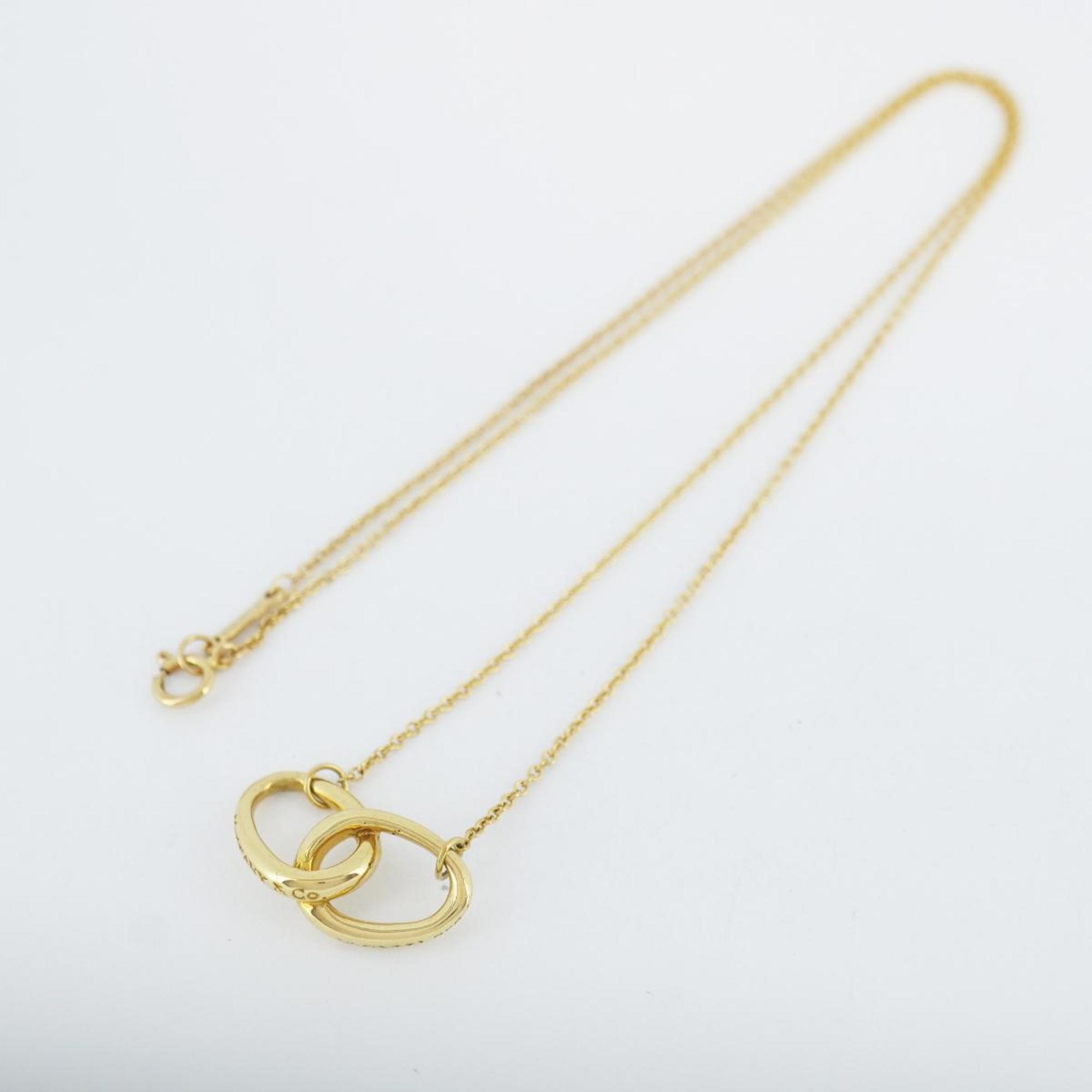 Tiffany Necklace Double Loop K18YG Yellow Gold Women's