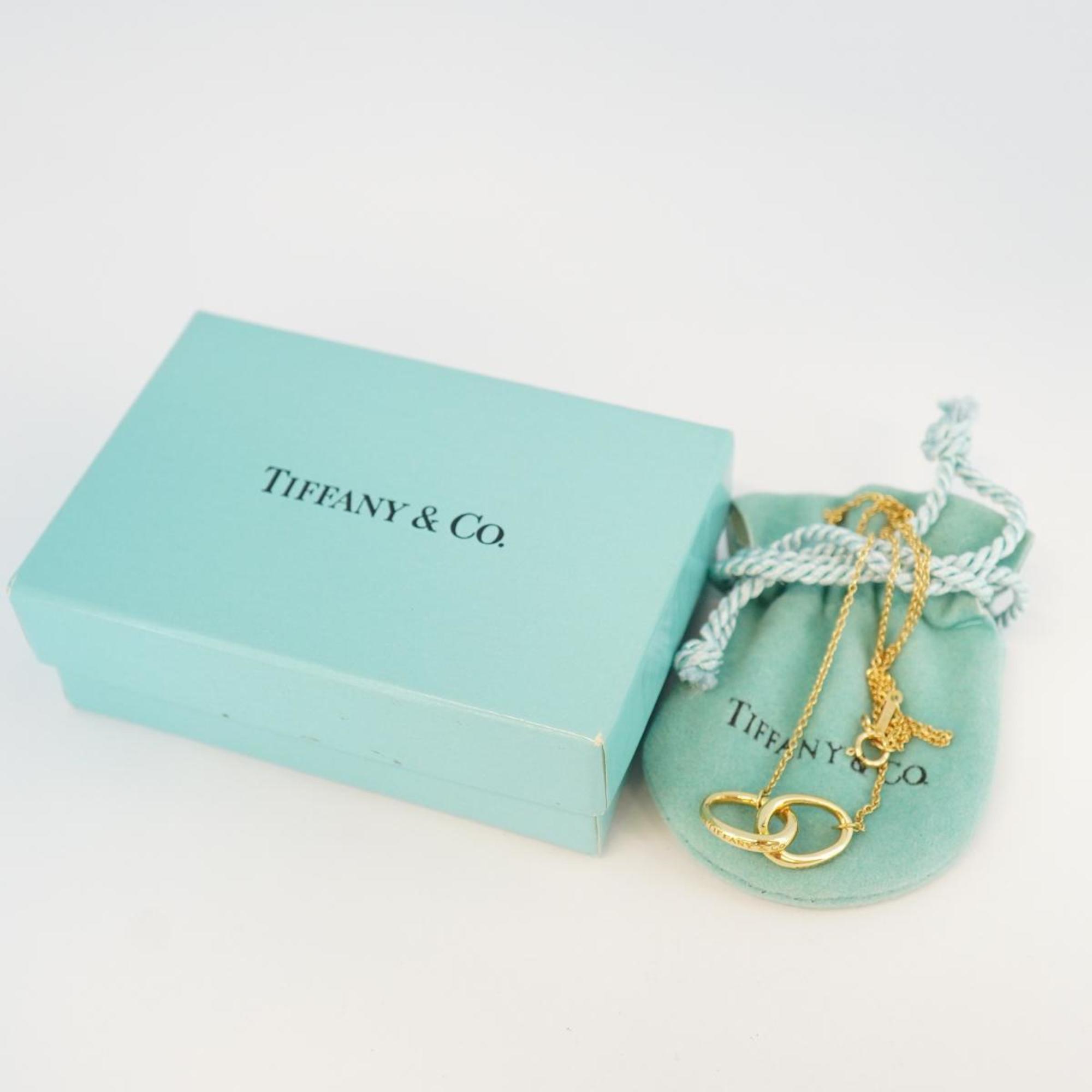 Tiffany Necklace Double Loop K18YG Yellow Gold Women's