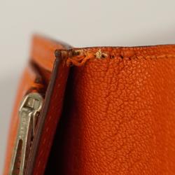 Hermes Long Wallet Bearn Soufflet □R Stamped Chevre Mysore Orange Men's Women's