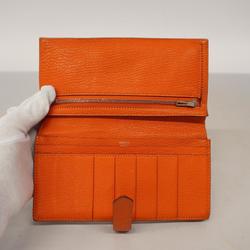 Hermes Long Wallet Bearn Soufflet □R Stamped Chevre Mysore Orange Men's Women's