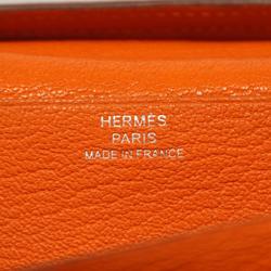 Hermes Long Wallet Bearn Soufflet □R Stamped Chevre Mysore Orange Men's Women's