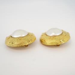 Chanel Earrings Coco Mark Circle Fake Pearl GP Plated Gold Women's