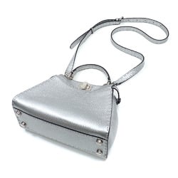 Fendi Handbag Selleria Peekaboo Small Women's Silver Leather 8BN244 Shoulder A6048458