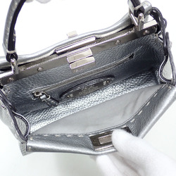 Fendi Handbag Selleria Peekaboo Small Women's Silver Leather 8BN244 Shoulder A6048458