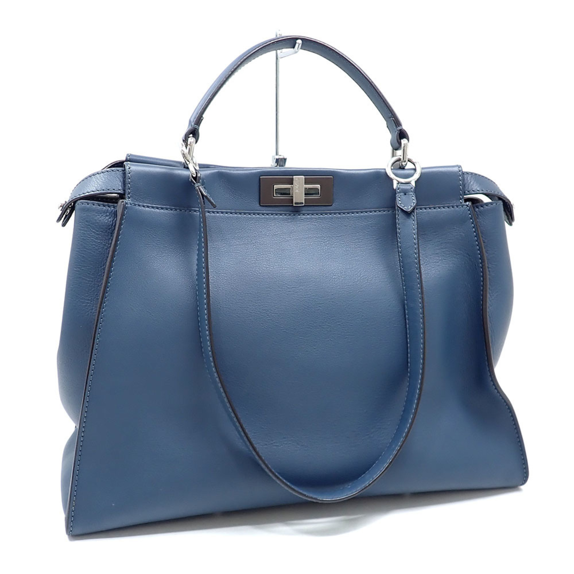 Fendi Peekaboo Large Handbag for Women Blue Leather 8BN210 Compatible A6048445