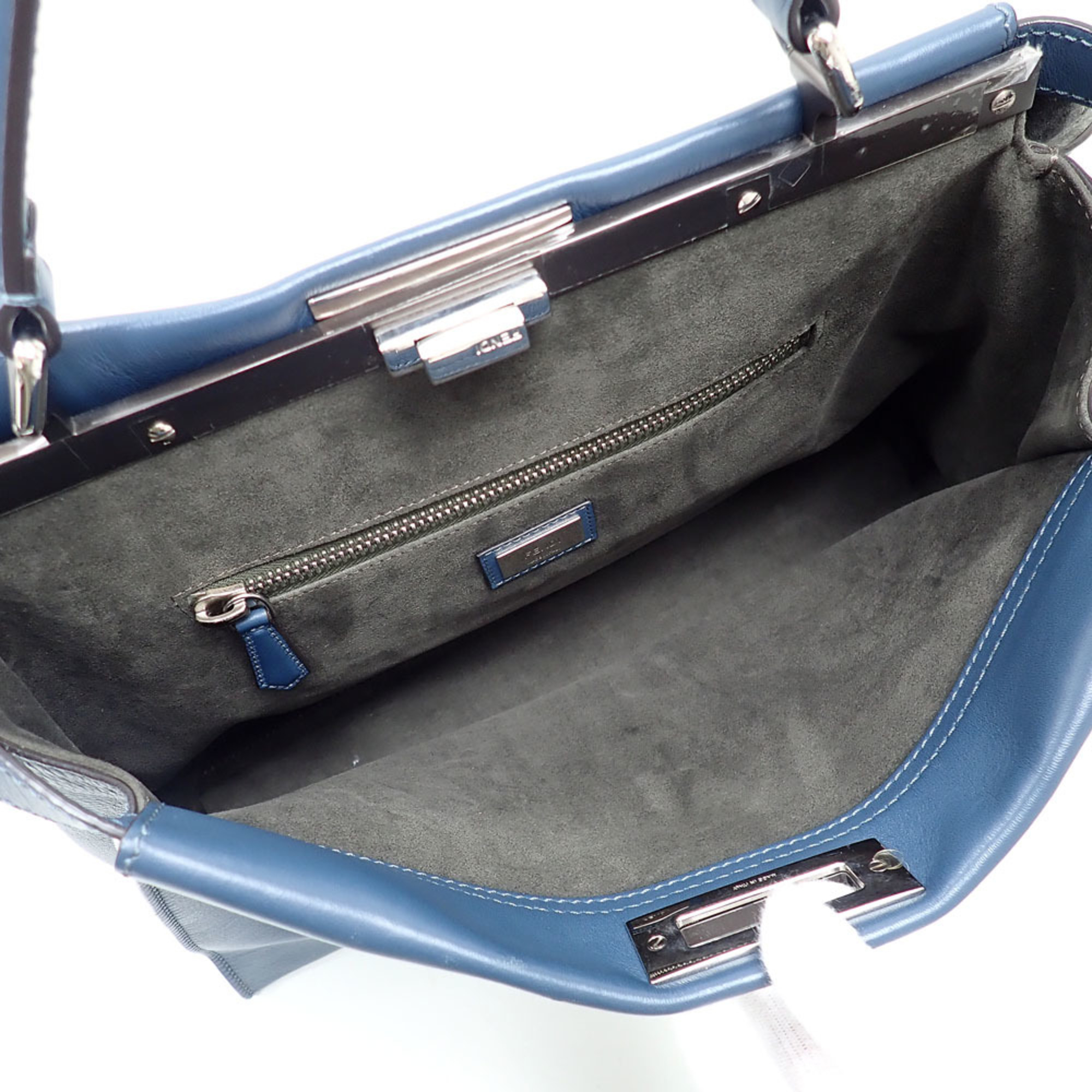 Fendi Peekaboo Large Handbag for Women Blue Leather 8BN210 Compatible A6048445