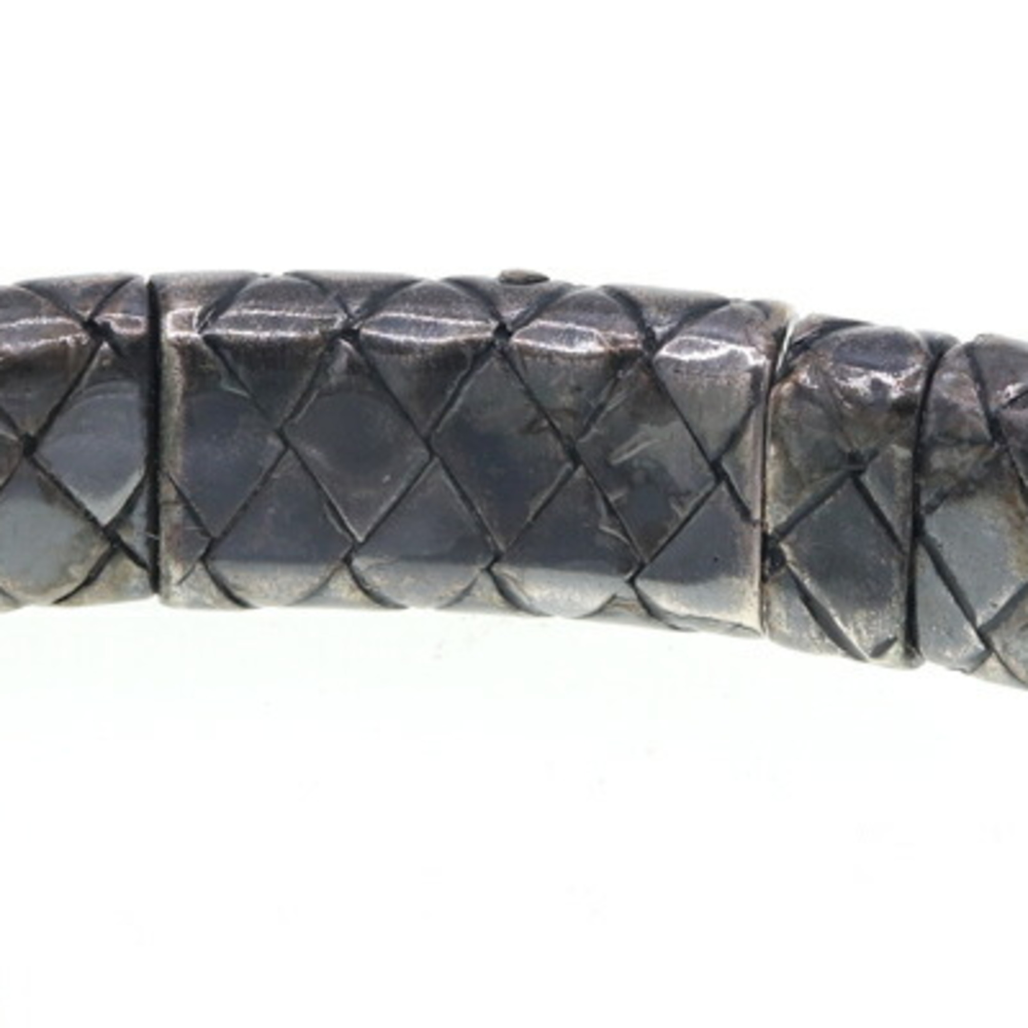 Bottega Veneta Bracelet Intrecciato Smoked Silver SV Sterling 925 Medium Size Bangle Women Men BOTTEGA VENETA