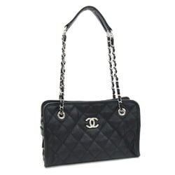 Chanel Tote Bag Matelasse Black Caviar Skin Chain Coco Mark Women's Quilted CHANEL