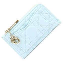 Christian Dior Dior Coin Case Lady Cosmos Zip Card Holder S0965ONMJ Light Blue Leather Purse Women's Christian