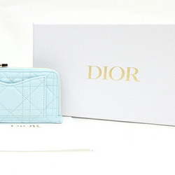 Christian Dior Dior Coin Case Lady Cosmos Zip Card Holder S0965ONMJ Light Blue Leather Purse Women's Christian