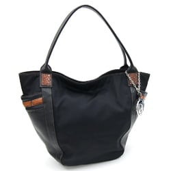 BEAUGRAND handbag black brown nylon leather ladies