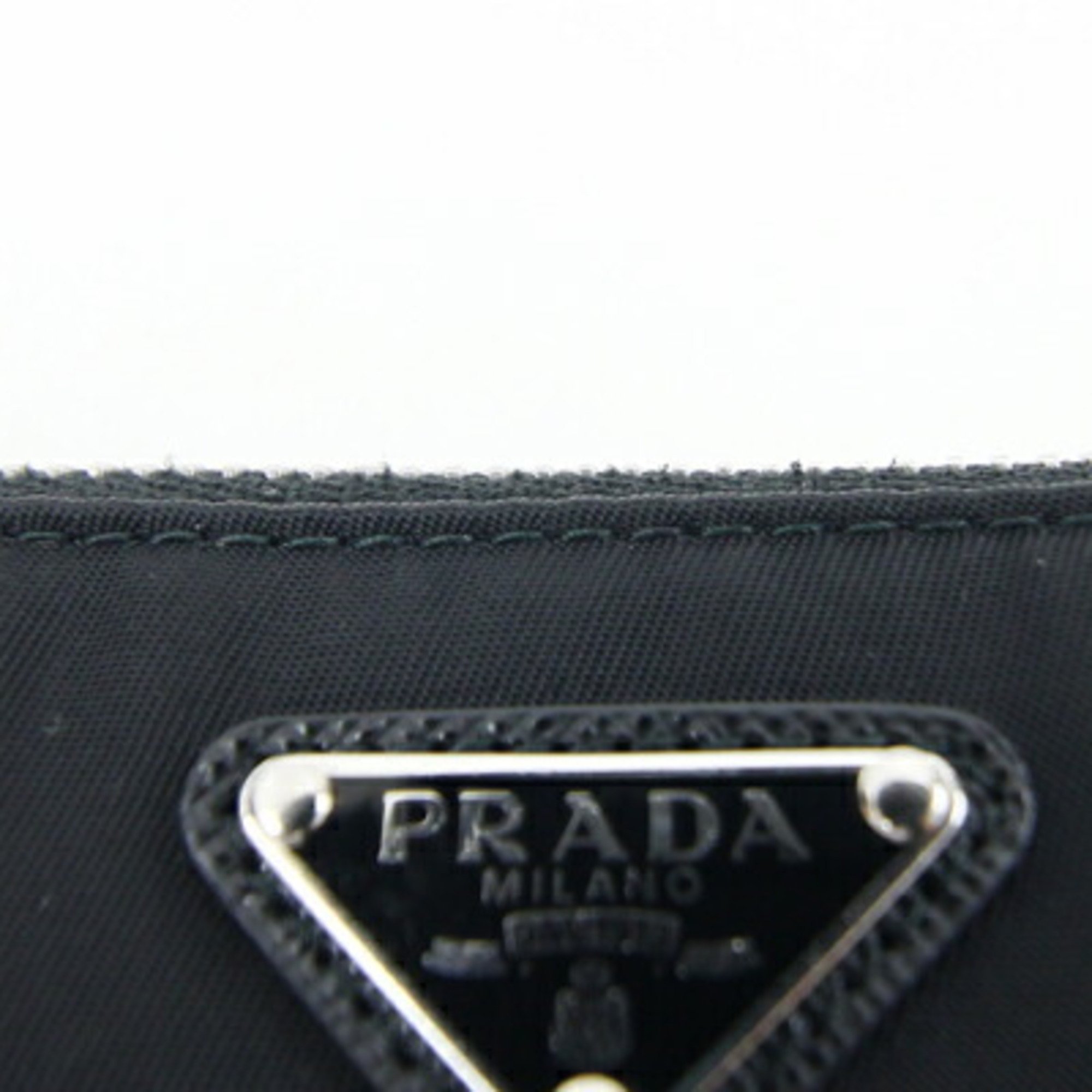 Prada Pouch 2TT117 Black Nylon Coin Case Key Hook PRADA