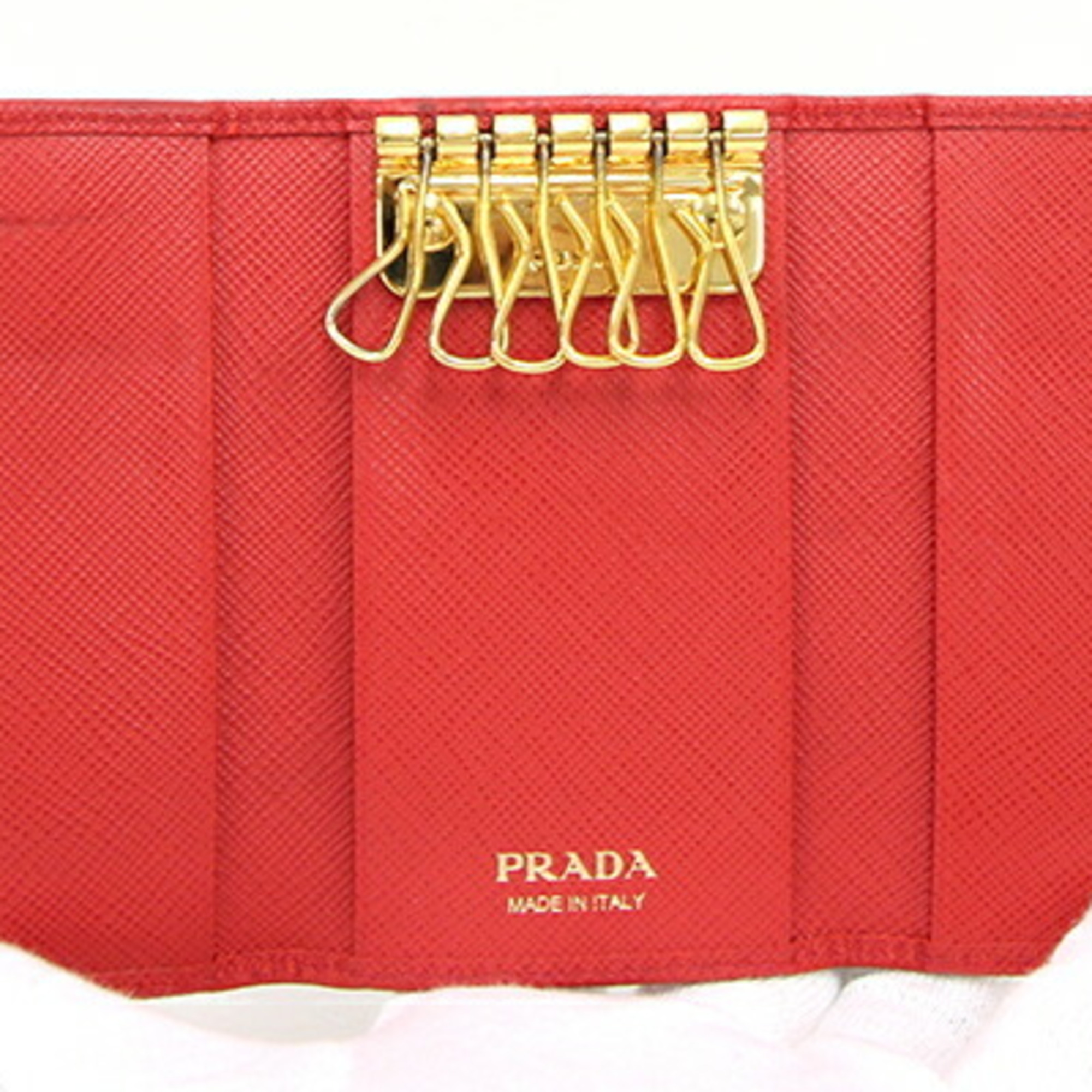 Prada 6-Key Case 1PG222 Red Leather Key Ribbon Women's PRADA