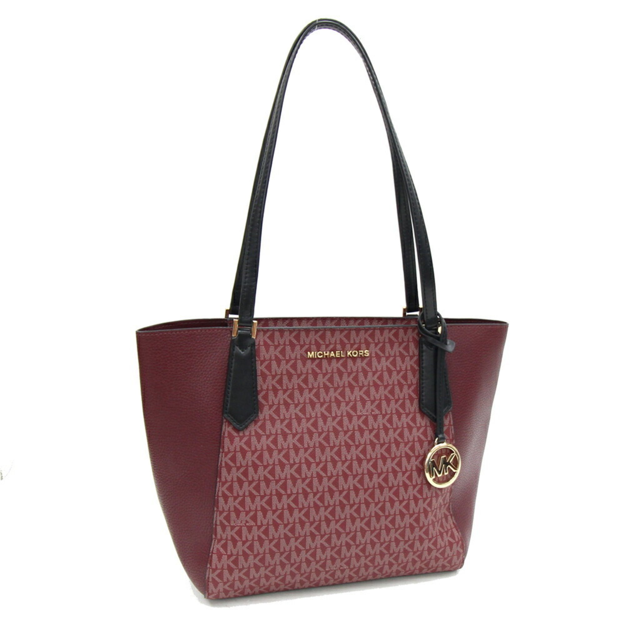 Michael Kors Tote Bag 35F9GKFT1V Bordeaux Black PVC Leather Burgundy Women's MICHAEL KORS