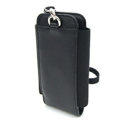 Prada Smartphone Case 1ZT019 Black Leather Phone with Neck Strap for Women and Men PRADA