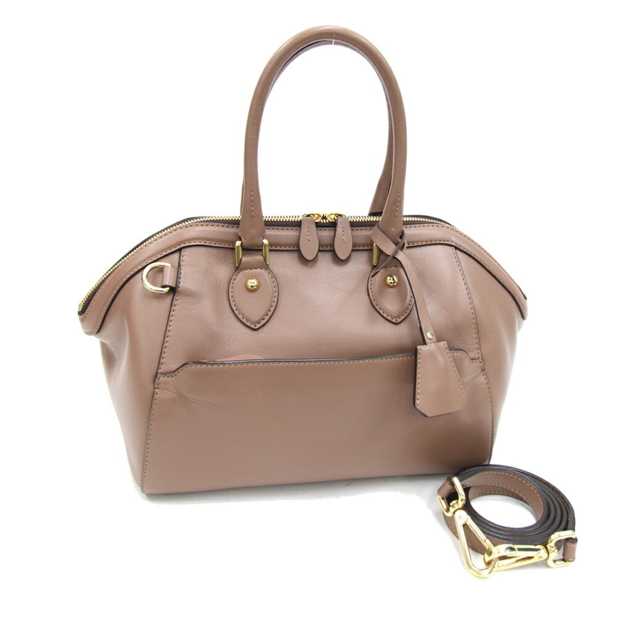 J&M DAVIDSON Handbag Brown Leather Women's