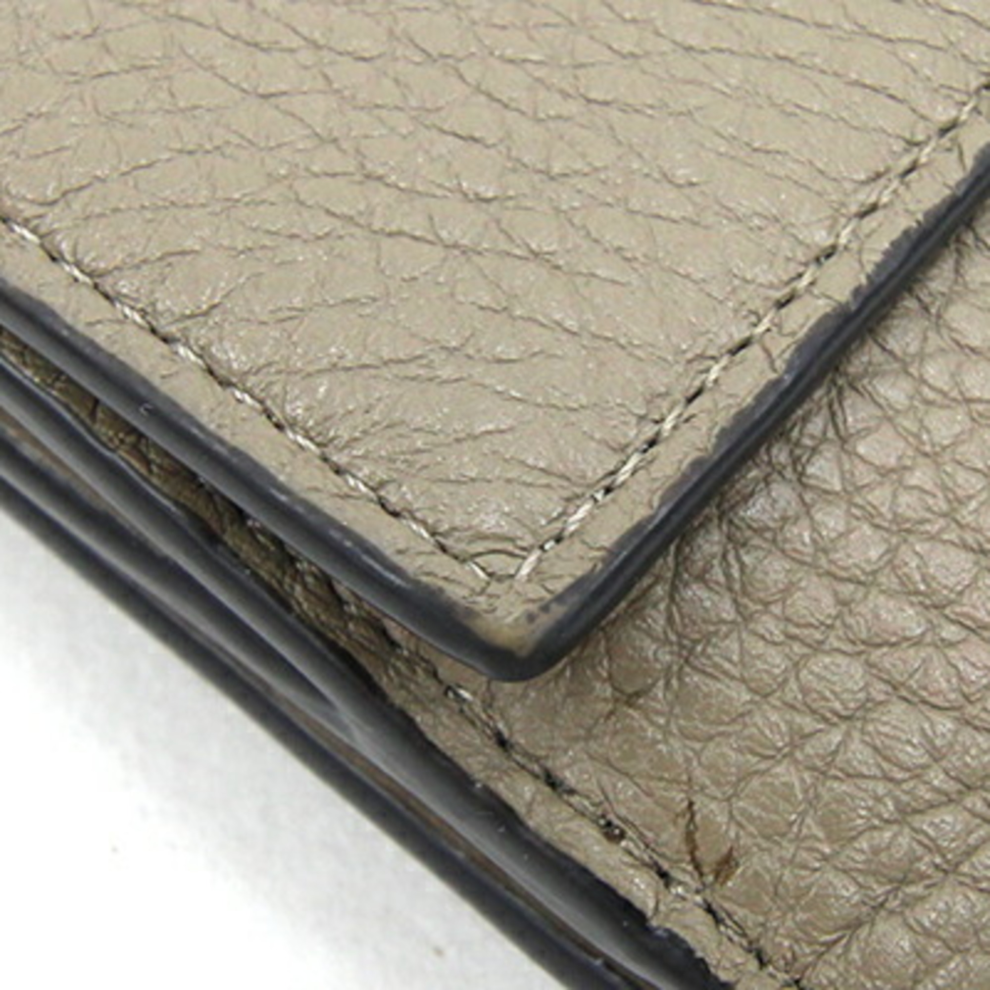 FENDI Bi-fold Wallet Peekaboo Selleria 8M0438 Greige Leather Double Opening Compact Women's