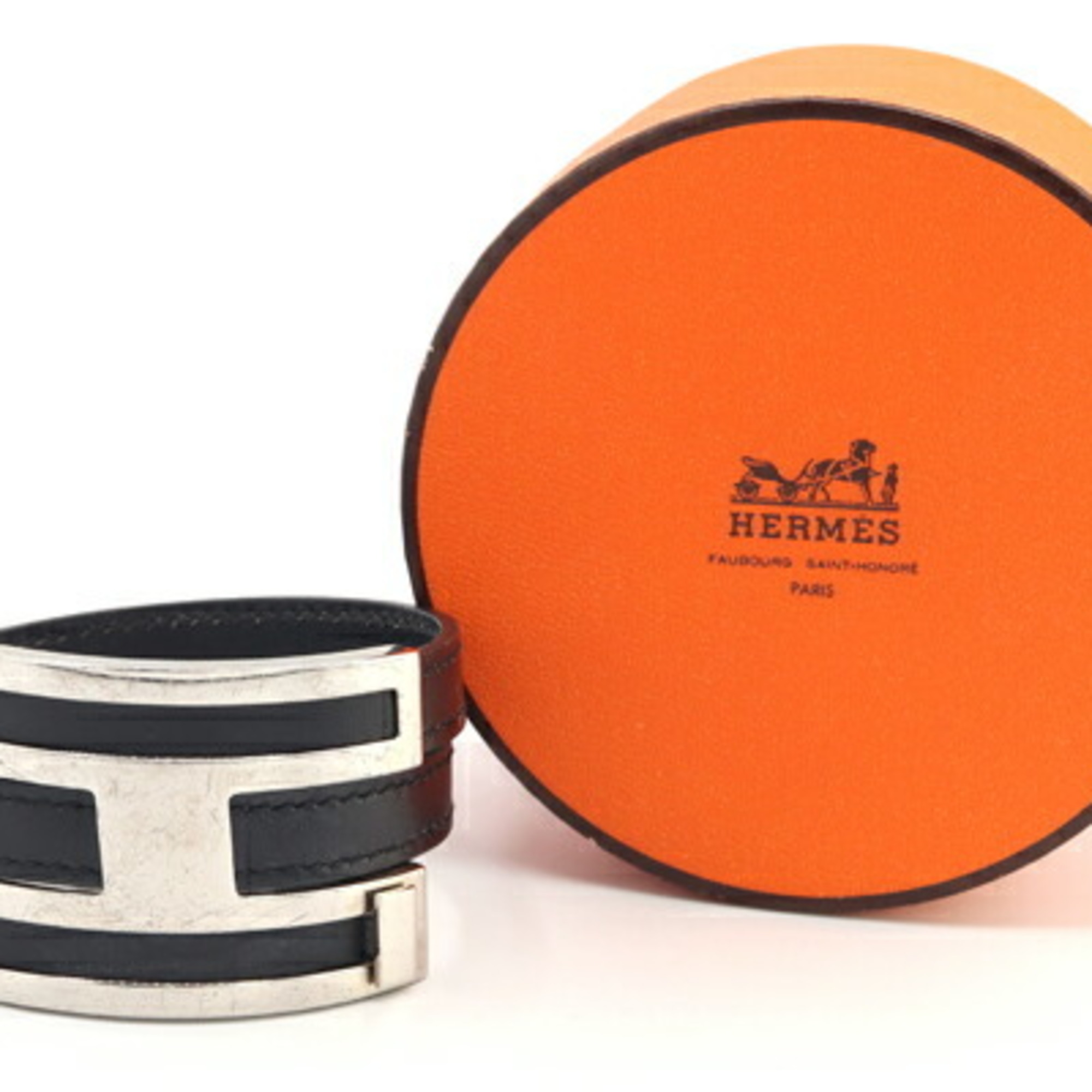 Hermes Bracelet Puspus Black Leather Bangle for Women HERMES