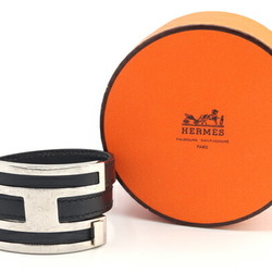 Hermes Bracelet Puspus Black Leather Bangle for Women HERMES