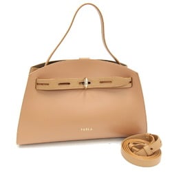 FURLA Handbag Margherita WB00174 Peach Brown Leather Shoulder Bag for Women