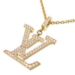 Louis Vuitton 0.3ct Diamond Pendant LV Women's Necklace Q93849 750 Yellow Gold DH83117