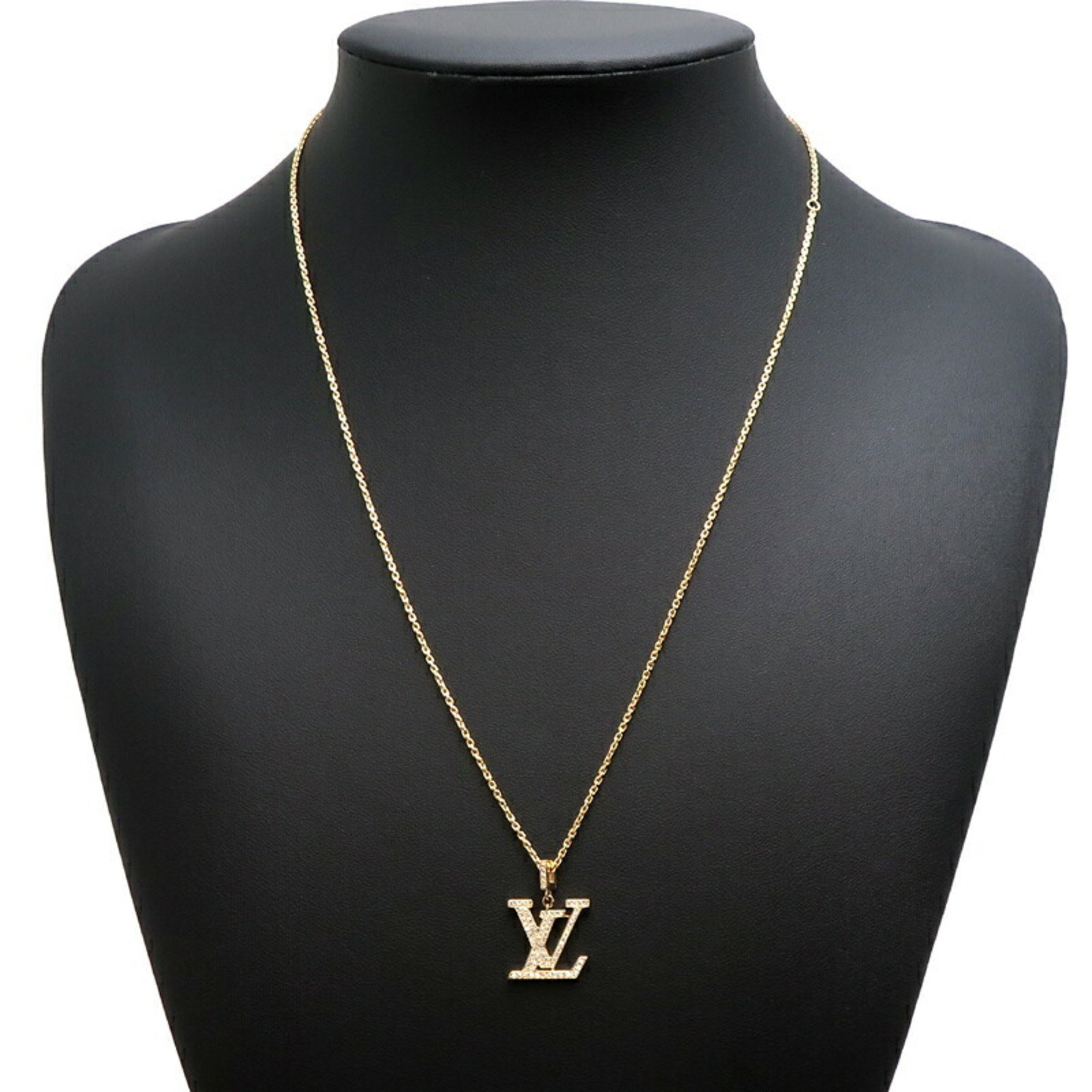 Louis Vuitton 0.3ct Diamond Pendant LV Women's Necklace Q93849 750 Yellow Gold DH83117