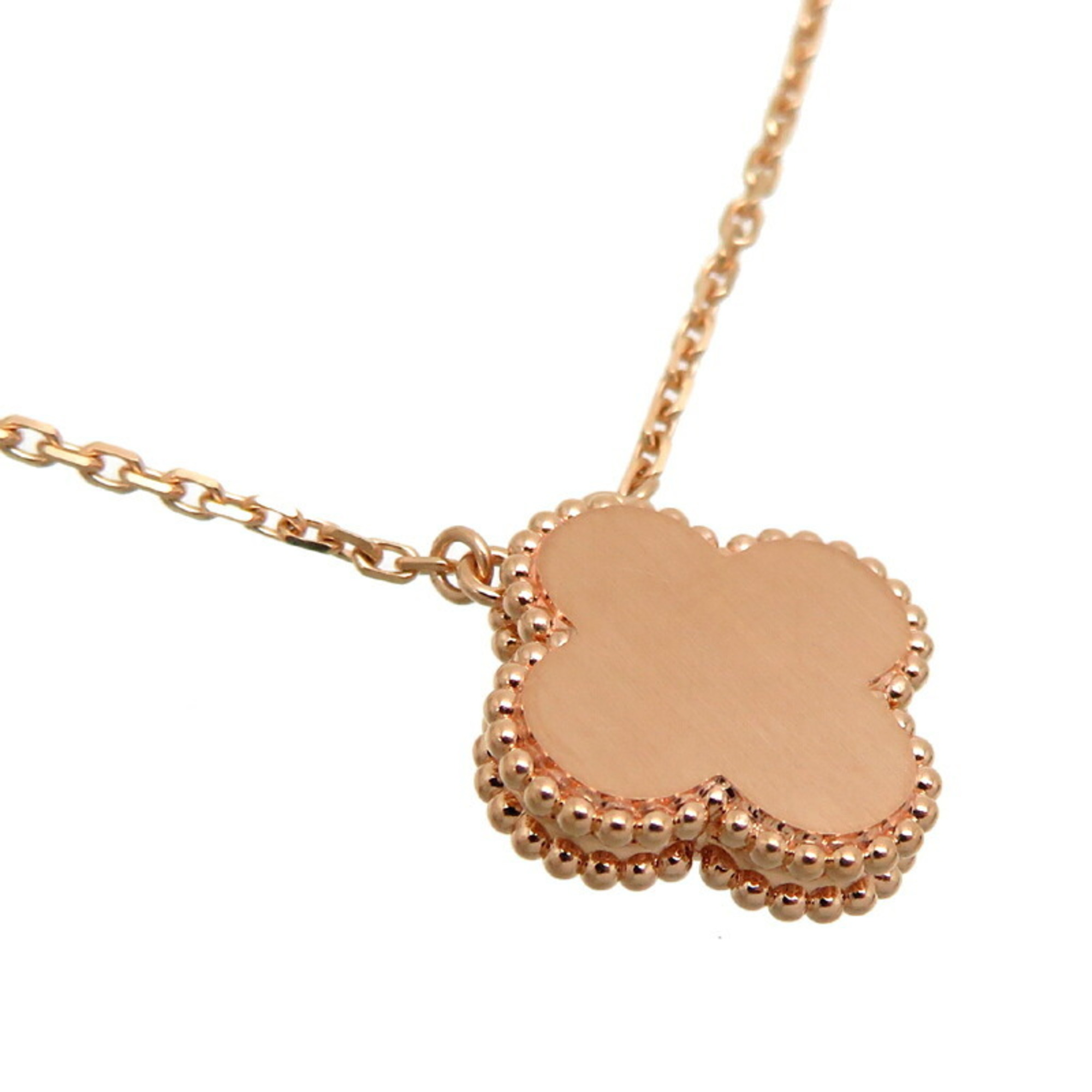 Van Cleef & Arpels 2023 Limited Holiday Collection Obsidian Alhambra Women's Necklace ARP9T000 750 Pink Gold DH82990