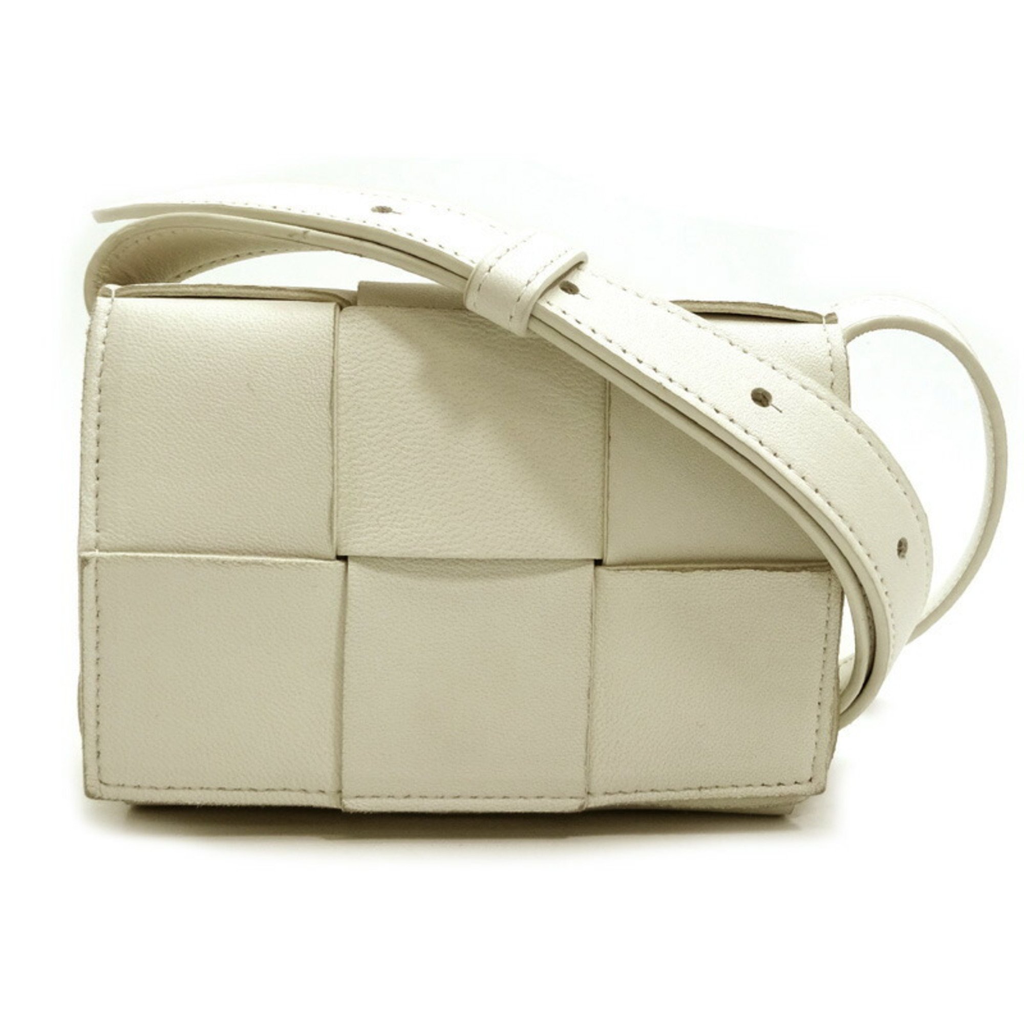 Bottega Veneta Intrecciato Candy Cassette Men's Shoulder Bag Leather White DH83016