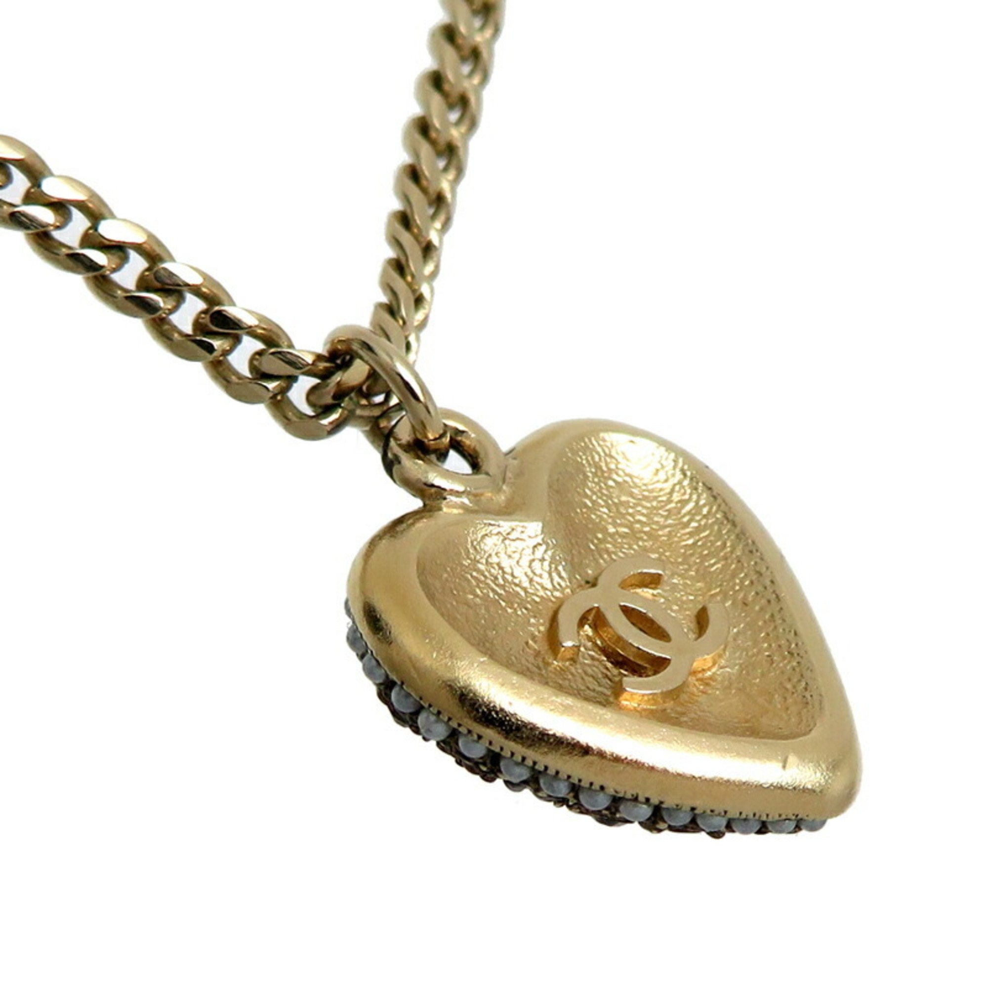 Chanel Coco Mark Heart Women's Necklace Metal DH83150