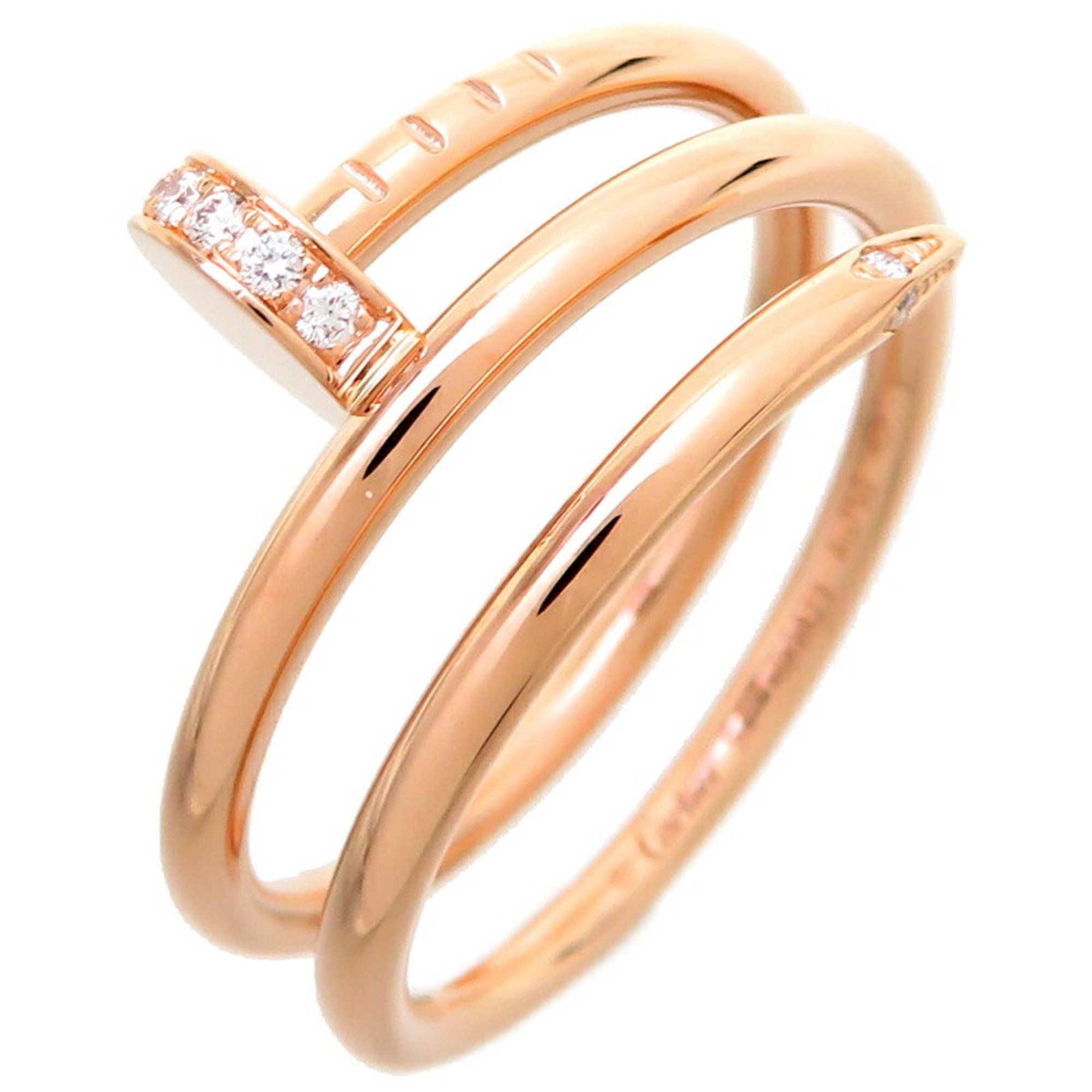 Cartier #54 0.08ct Diamond Juste un Clou Ladies Ring B4210800 750 Pink Gold Size 13.5 DH82985