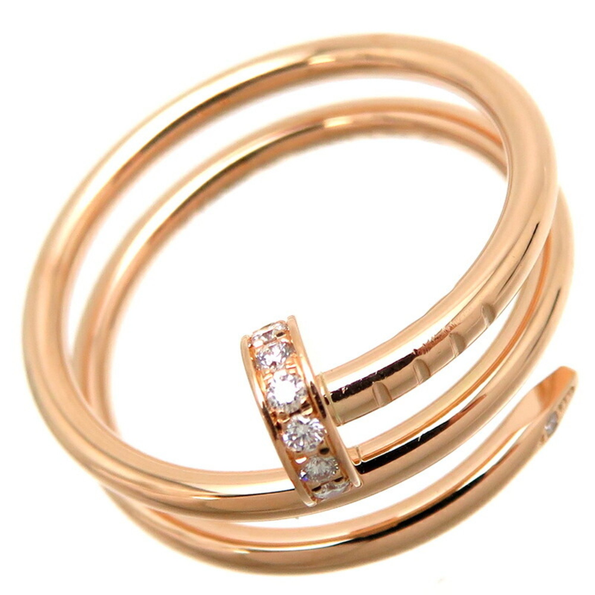 Cartier #54 0.08ct Diamond Juste un Clou Ladies Ring B4210800 750 Pink Gold Size 13.5 DH82985