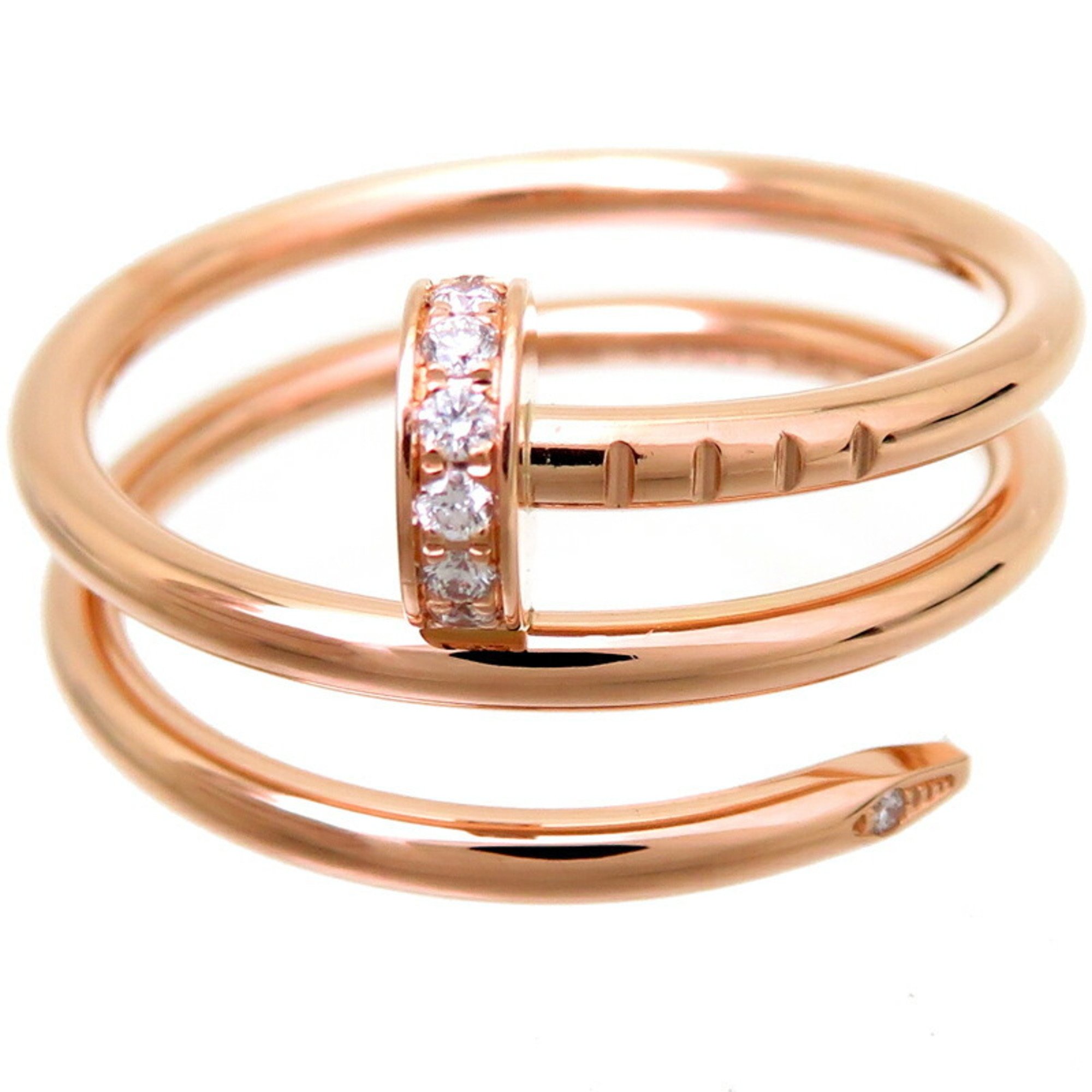 Cartier #54 0.08ct Diamond Juste un Clou Ladies Ring B4210800 750 Pink Gold Size 13.5 DH82985