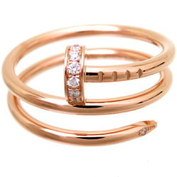 Cartier #54 0.08ct Diamond Juste un Clou Ladies Ring B4210800 750 Pink Gold Size 13.5 DH82985