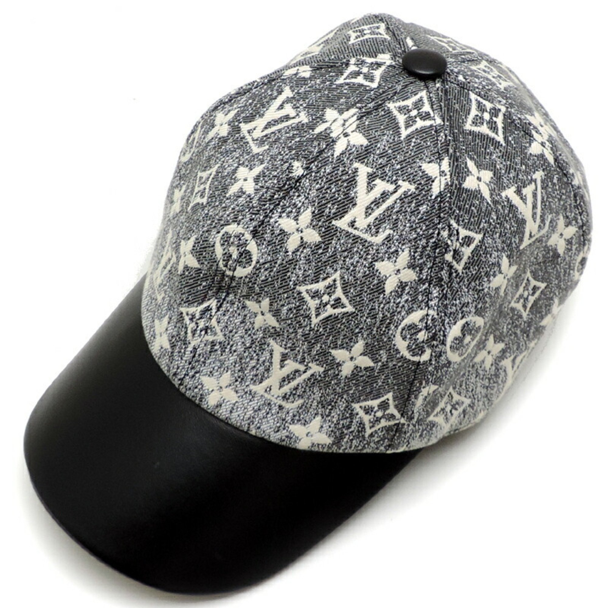 Louis Vuitton Jacquard Women's and Men's Cap M7028M Monogram Denim Black DH82999