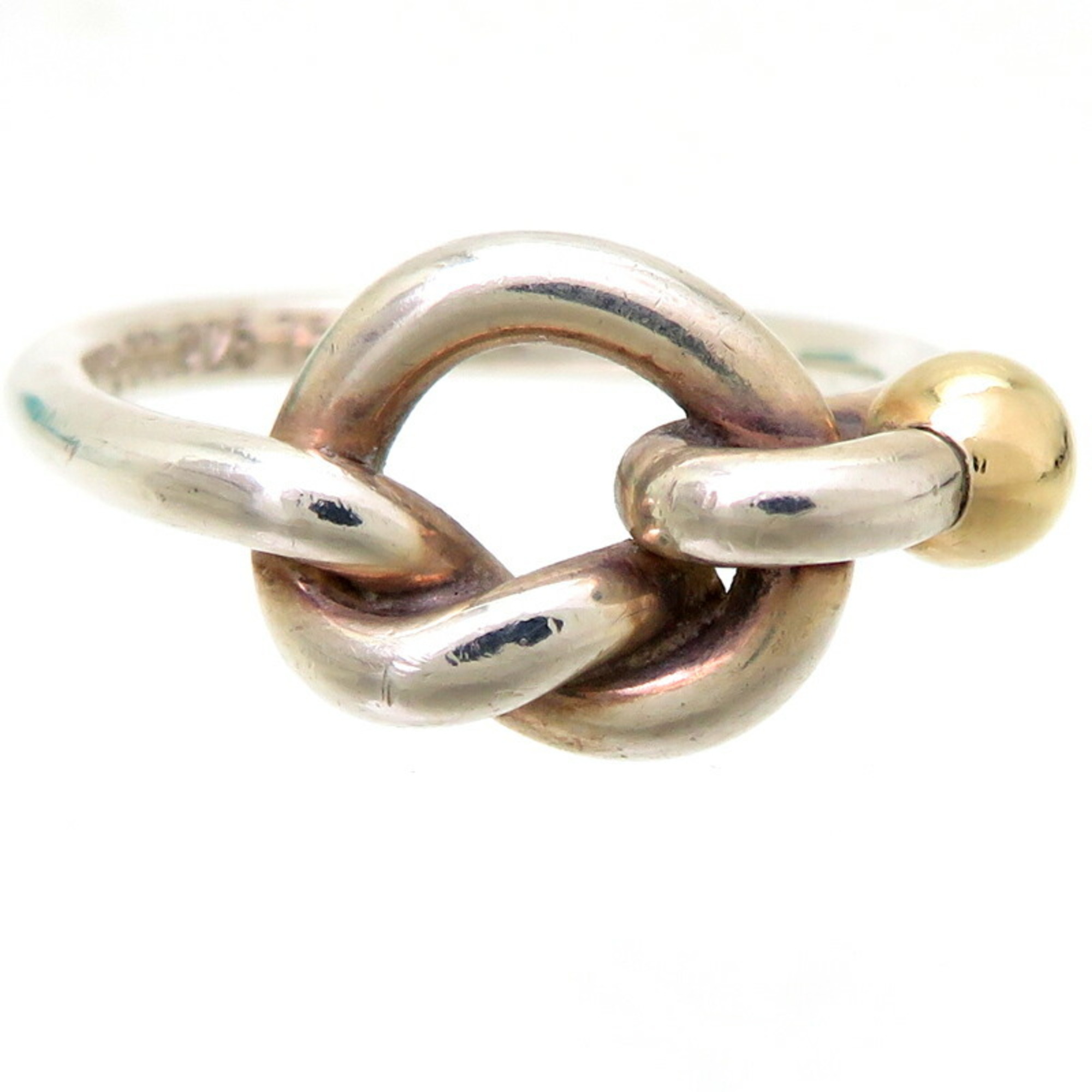 Tiffany SV925 Love Knot Hook & Eye Women's Ring, Silver 925, Size 10, DH82986