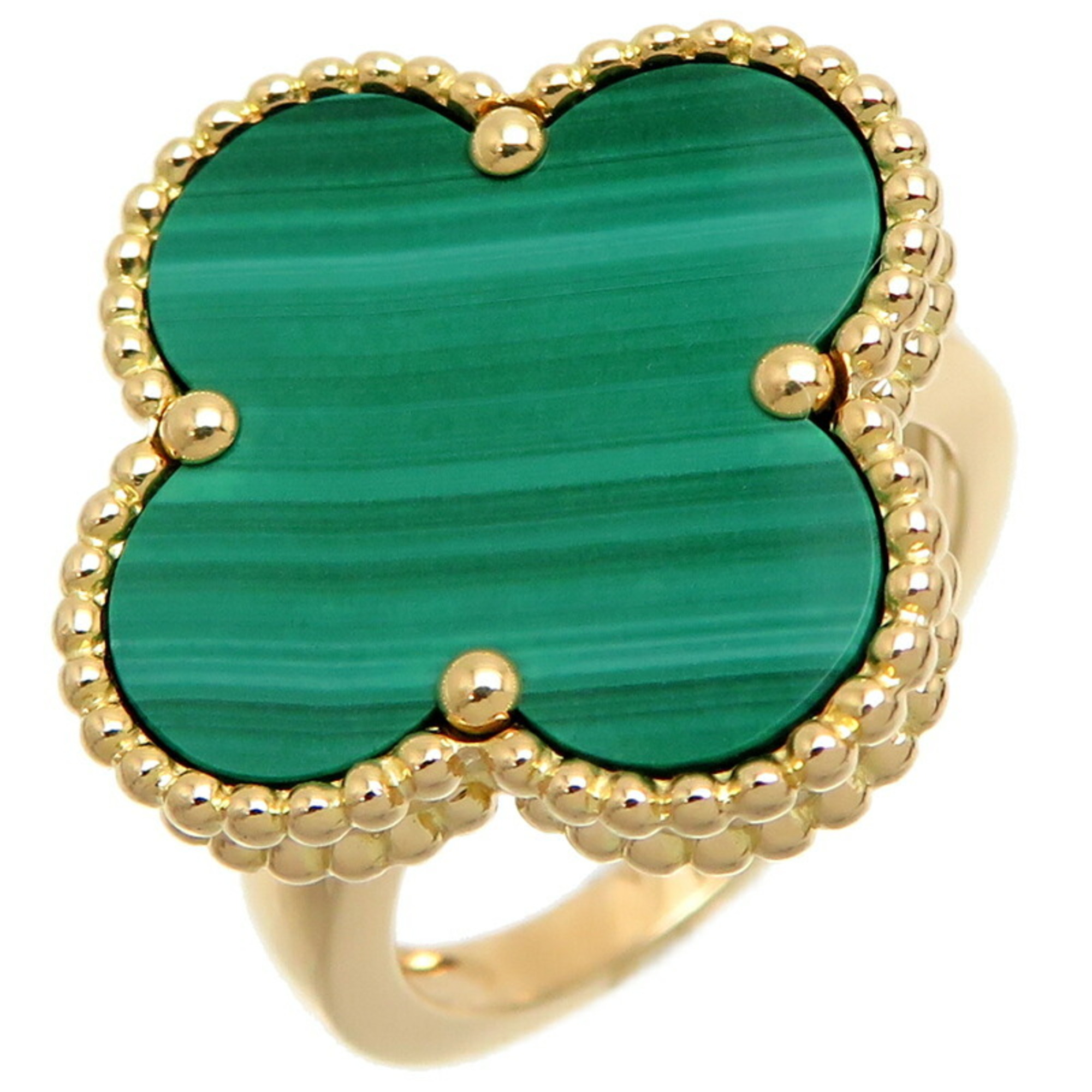 Van Cleef & Arpels #53 Malachite Magic Alhambra Women's Ring VCAR03AV50 750 Yellow Gold Size 12.5 DH82991