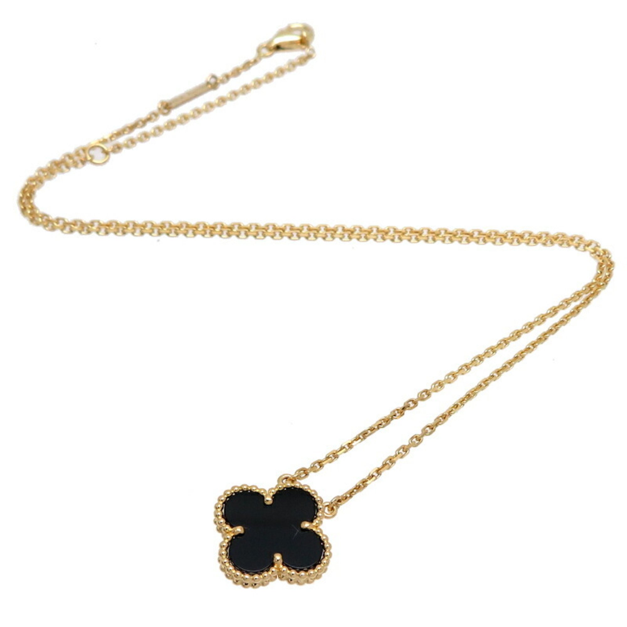 Van Cleef & Arpels Onyx Alhambra Women's Necklace 750 Yellow Gold DH82992