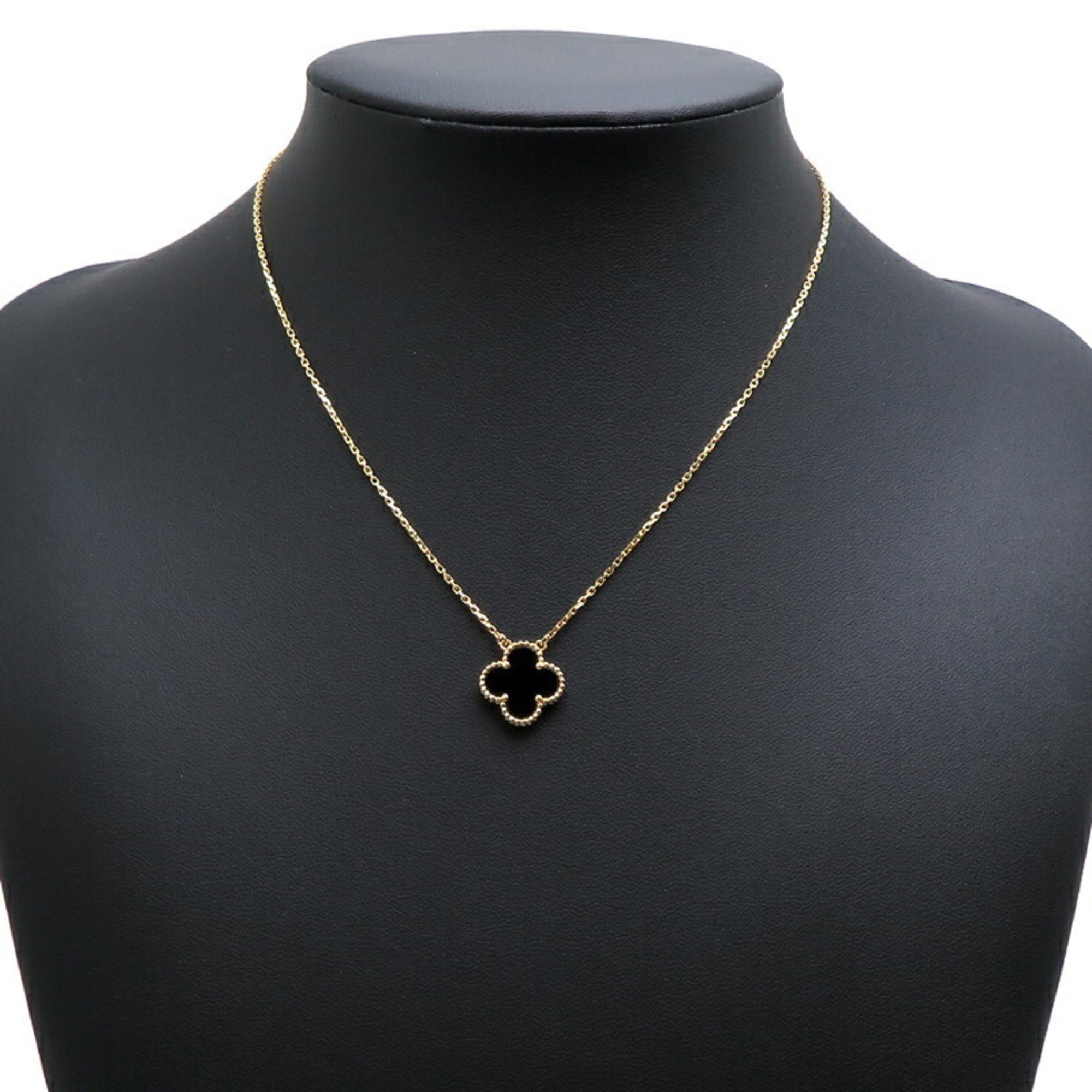 Van Cleef & Arpels Onyx Alhambra Women's Necklace 750 Yellow Gold DH82992