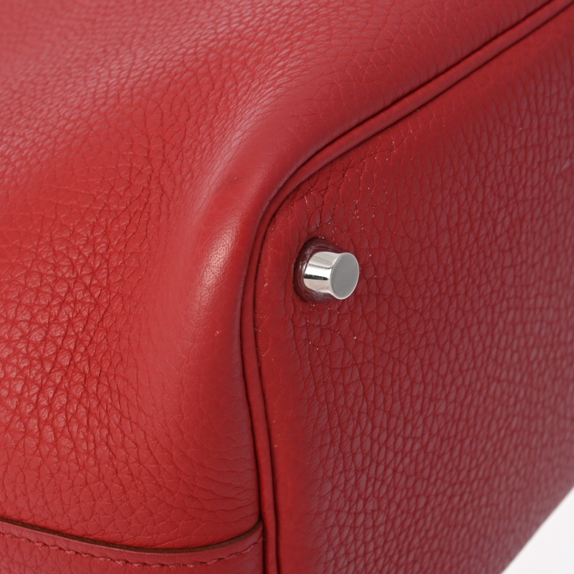 HERMES Picotin Lock PM Rouge □P stamp (around 2012) Women's Taurillon Clemence handbag