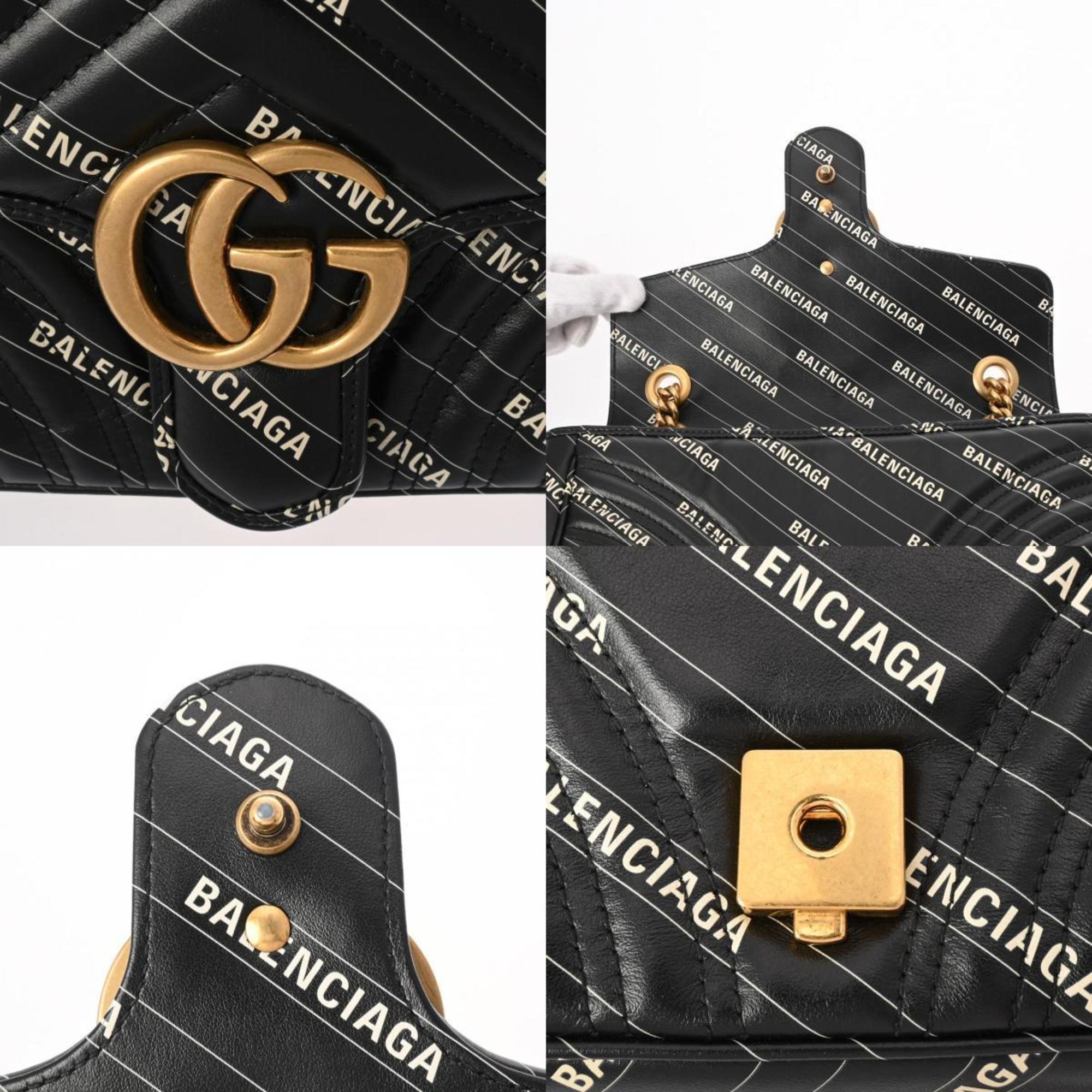 GUCCI GG Marmont Balenciaga collaboration chain shoulder black 443497 women's leather bag