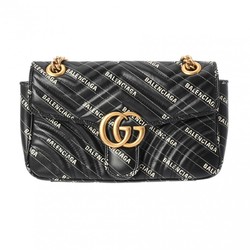 GUCCI GG Marmont Balenciaga collaboration chain shoulder black 443497 women's leather bag