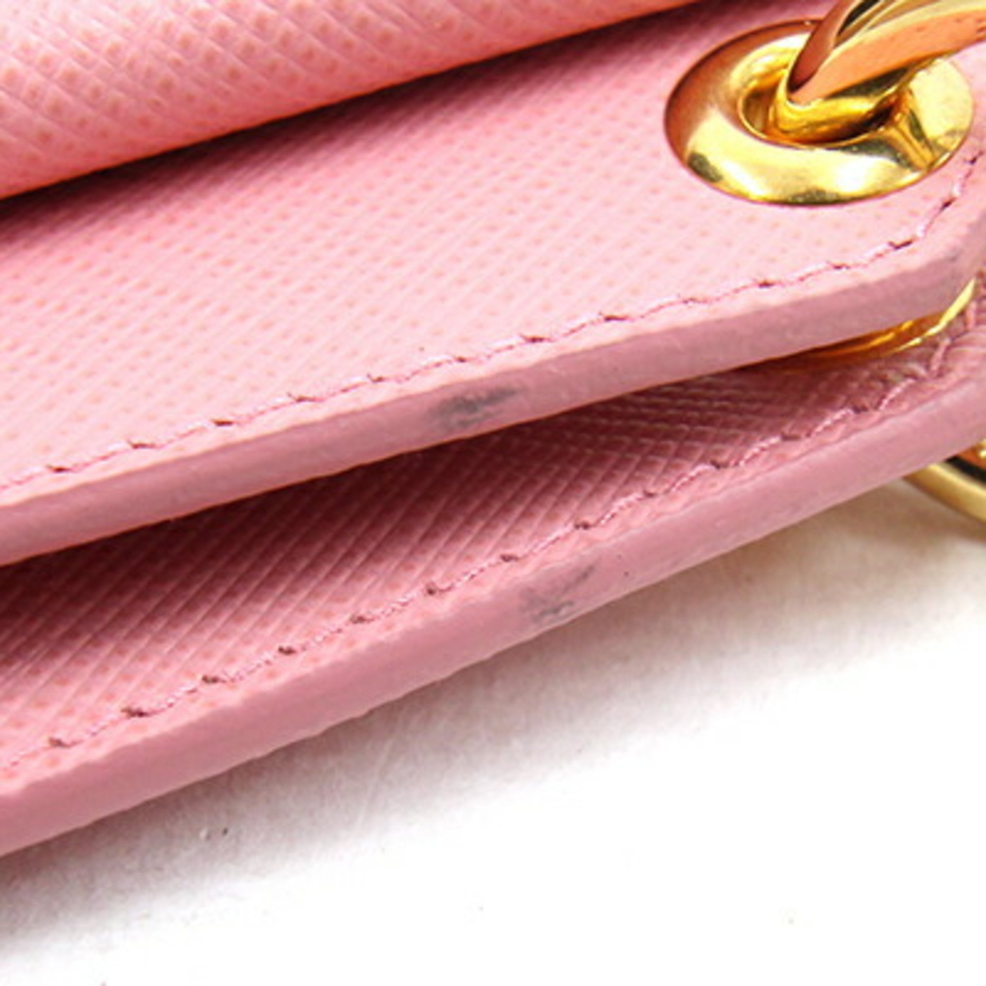 Prada Card Case 1TL360 Pink Leather Pass Bag Charm Banana Women's PRADA