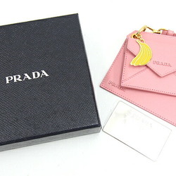 Prada Card Case 1TL360 Pink Leather Pass Bag Charm Banana Women's PRADA