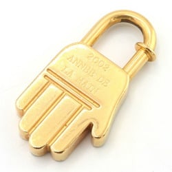 Hermes Padlock 2002 Limited Edition ANNEE DE LA MAIN Gold Metal Key Kadena Bag Charm Ring Hand Motif HERMES