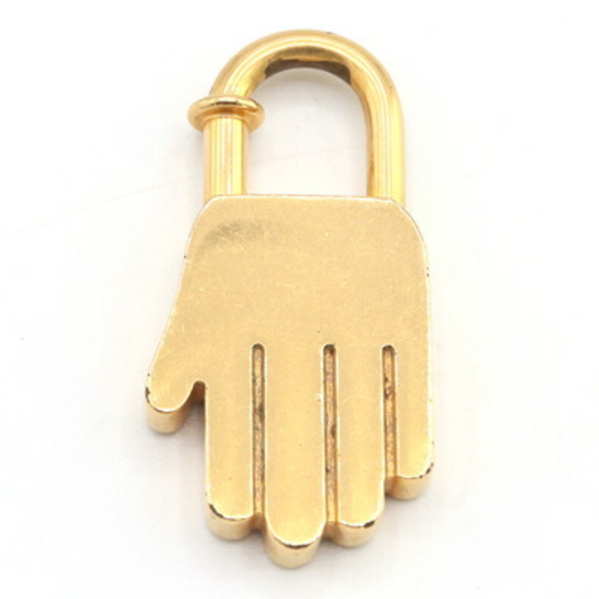 Hermes Padlock 2002 Limited Edition ANNEE DE LA MAIN Gold Metal Key Kadena Bag Charm Ring Hand Motif HERMES