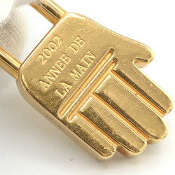 Hermes Padlock 2002 Limited Edition ANNEE DE LA MAIN Gold Metal Key Kadena Bag Charm Ring Hand Motif HERMES