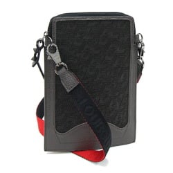 Christian Louboutin Shoulder Bag 3215010 I441 Dark Gray Black Red Leather Phone Smartphone Pouch Men Women