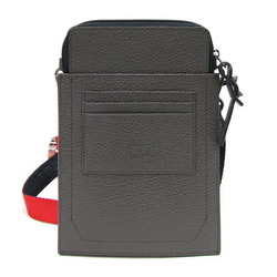 Christian Louboutin Shoulder Bag 3215010 I441 Dark Gray Black Red Leather Phone Smartphone Pouch Men Women