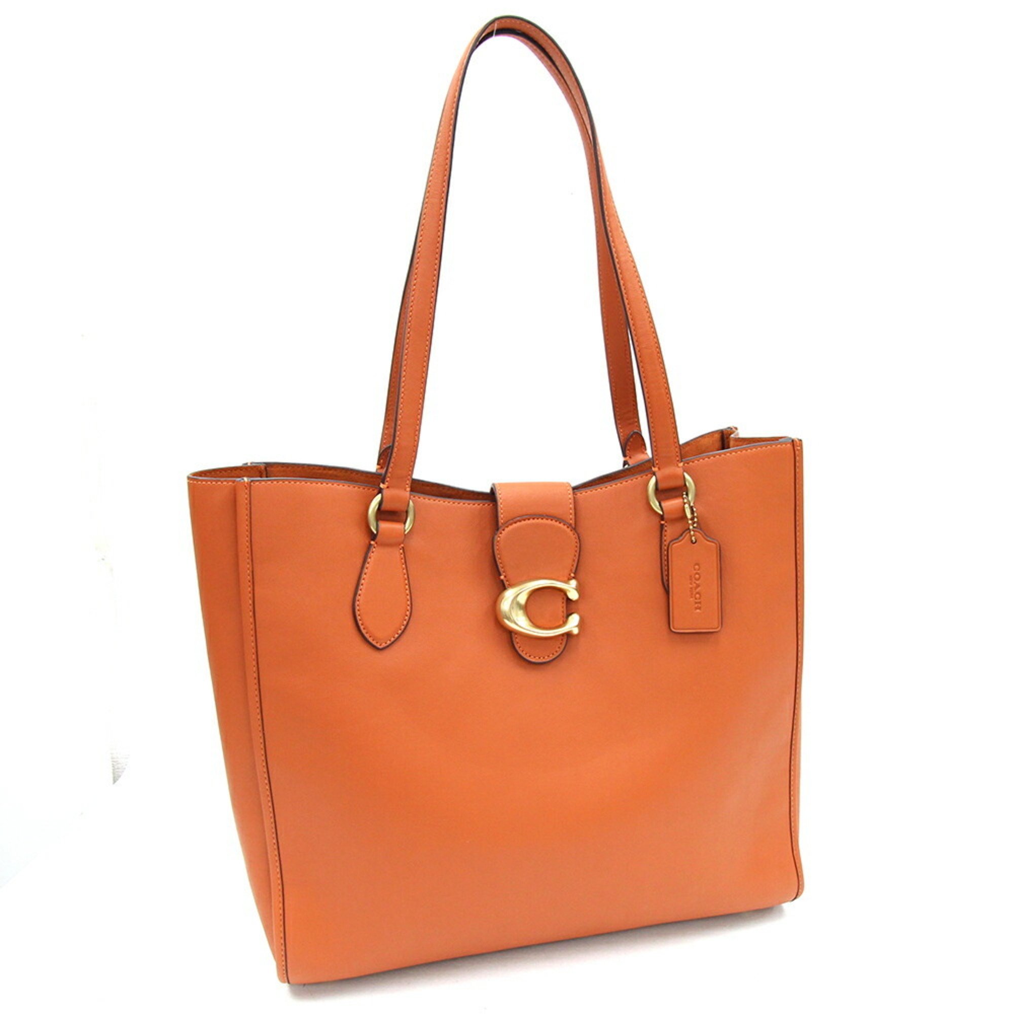 Coach Tote Bag Theo CA114 Orange Leather Shoulder All Women's COACH